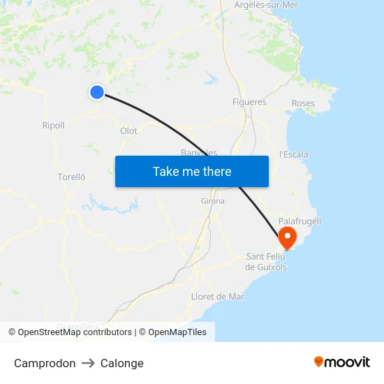 Camprodon to Calonge map
