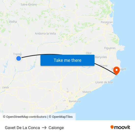 Gavet De La Conca to Calonge map