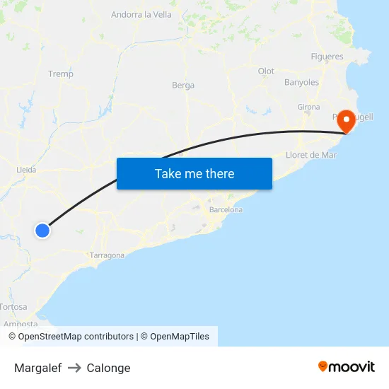 Margalef to Calonge map