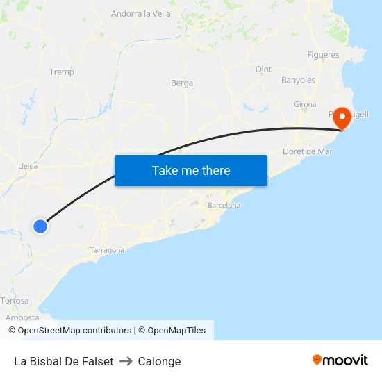 La Bisbal De Falset to Calonge map