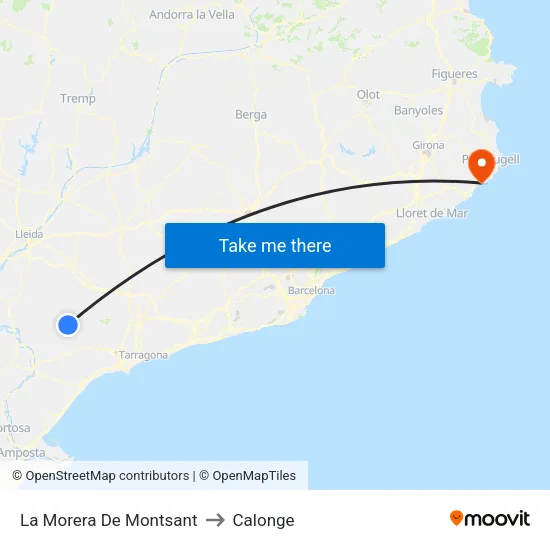 La Morera De Montsant to Calonge map