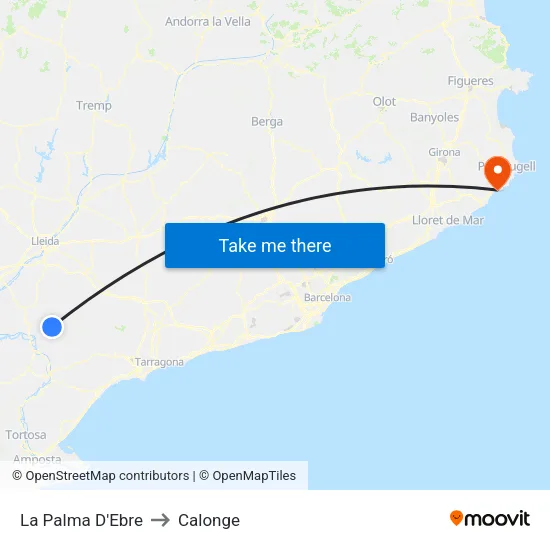 La Palma D'Ebre to Calonge map
