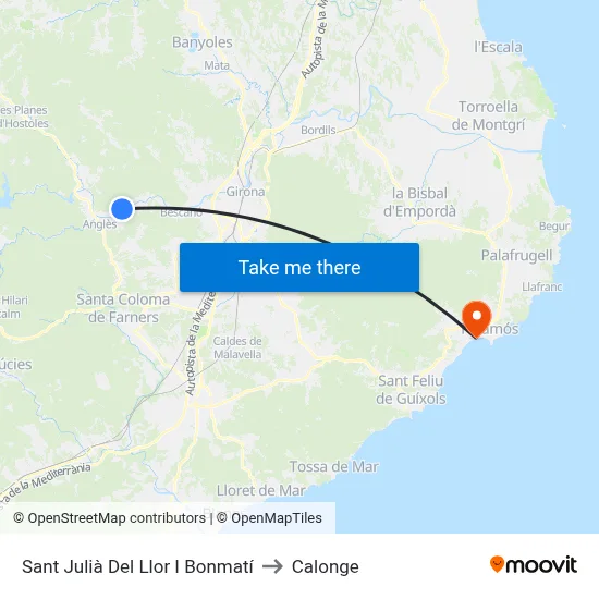 Sant Julià Del Llor I Bonmatí to Calonge map