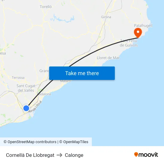 Cornellà De Llobregat to Calonge map