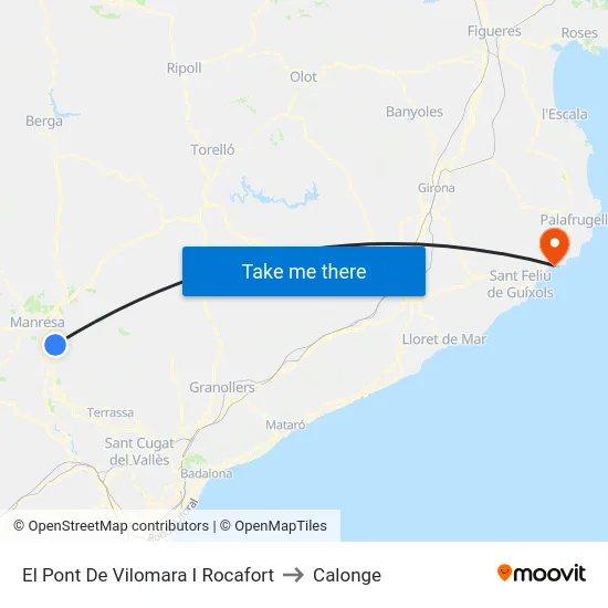 El Pont De Vilomara I Rocafort to Calonge map