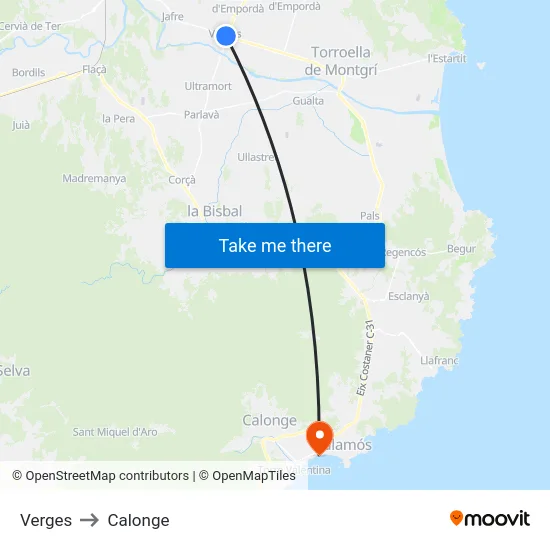 Verges to Calonge map