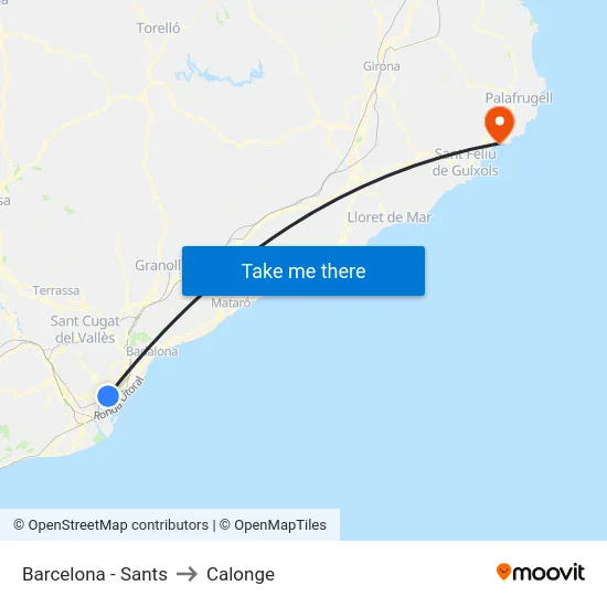 Barcelona - Sants to Calonge map