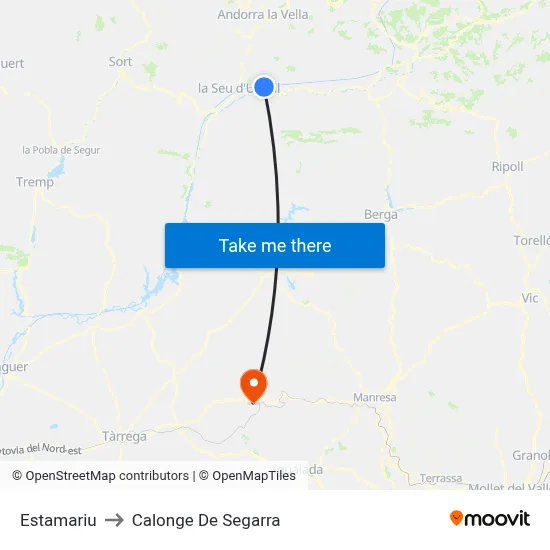 Estamariu to Calonge De Segarra map