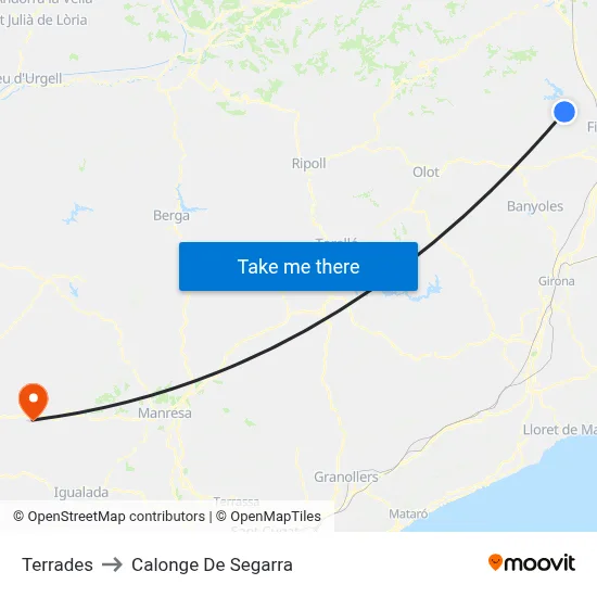 Terrades to Calonge De Segarra map