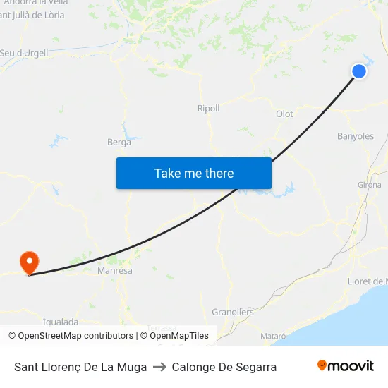 Sant Llorenç De La Muga to Calonge De Segarra map