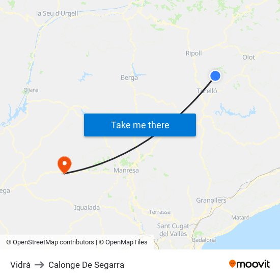 Vidrà to Calonge De Segarra map