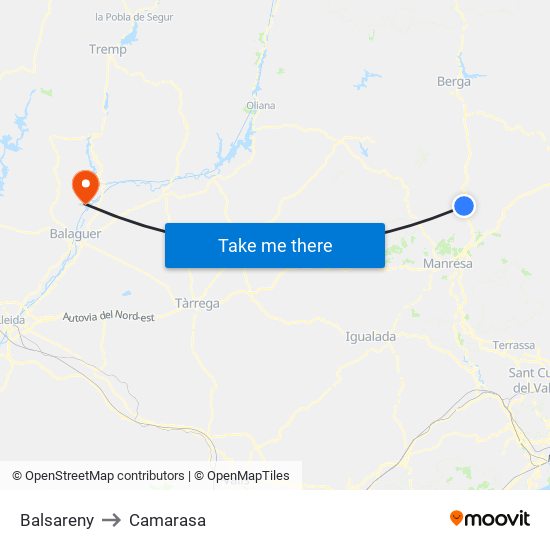 Balsareny to Camarasa map