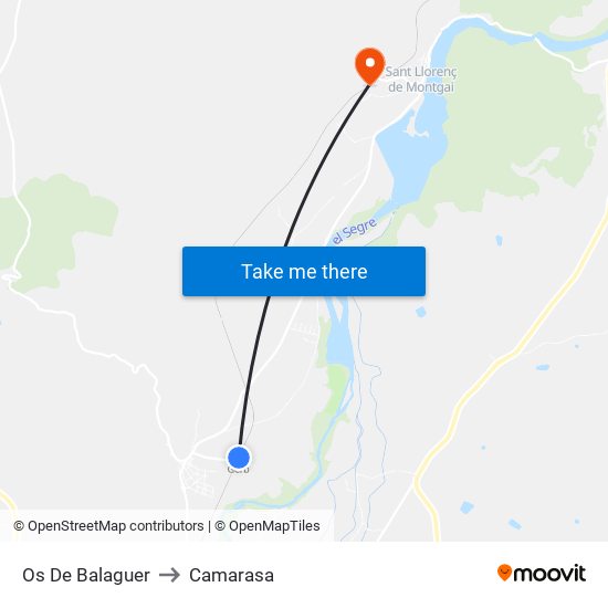 Os De Balaguer to Camarasa map