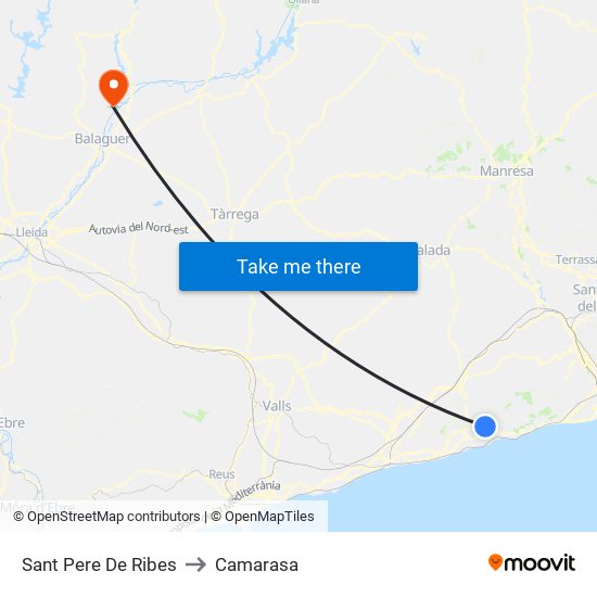 Sant Pere De Ribes to Camarasa map