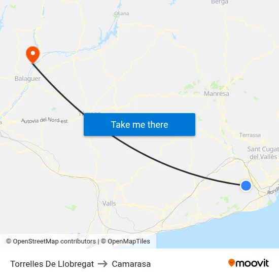 Torrelles De Llobregat to Camarasa map