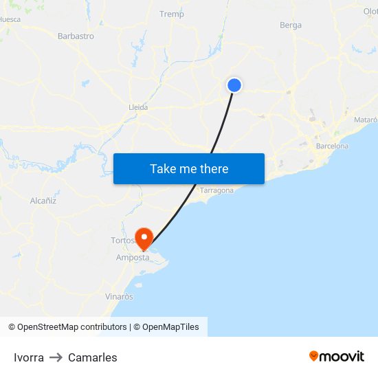 Ivorra to Camarles map