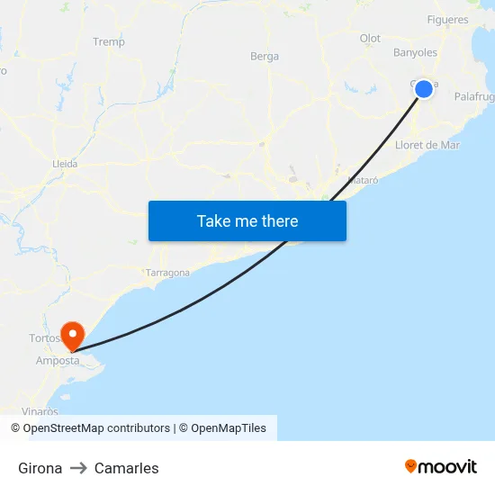 Girona to Camarles map