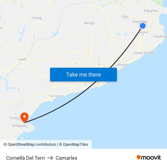 Cornellà Del Terri to Camarles map