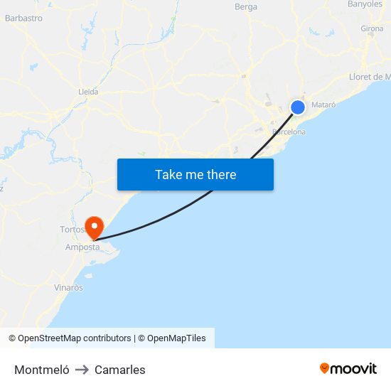 Montmeló to Camarles map