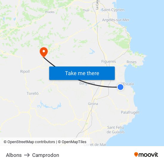 Albons to Camprodon map