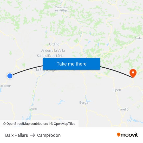 Baix Pallars to Camprodon map