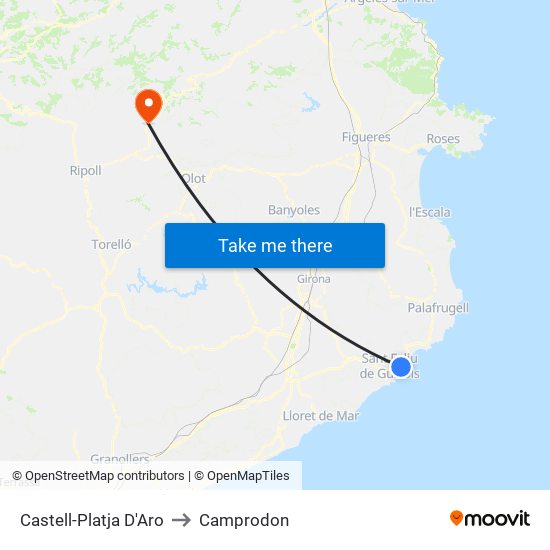 Castell-Platja D'Aro to Camprodon map
