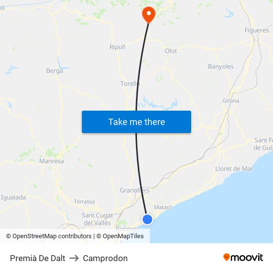 Premià De Dalt to Camprodon map