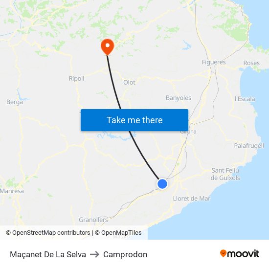 Maçanet De La Selva to Camprodon map