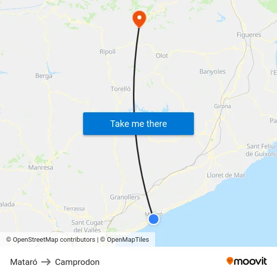 Mataró to Camprodon map