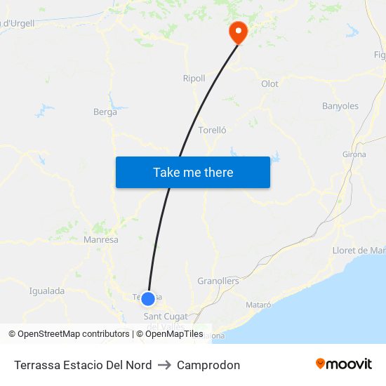 Terrassa Estacio Del Nord to Camprodon map