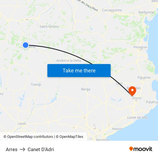 Arres to Canet D'Adri map
