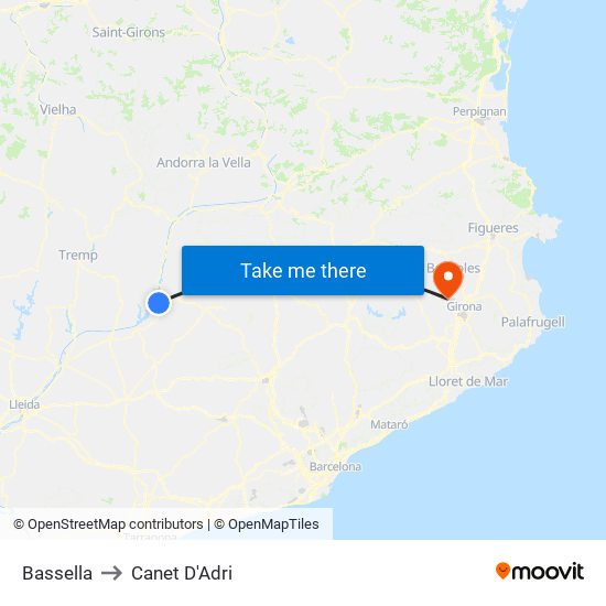 Bassella to Canet D'Adri map