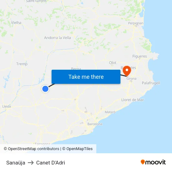 Sanaüja to Canet D'Adri map