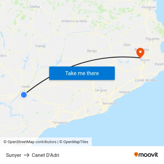 Sunyer to Canet D'Adri map