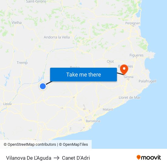 Vilanova De L'Aguda to Canet D'Adri map