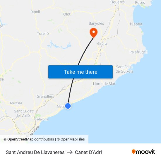 Sant Andreu De Llavaneres to Canet D'Adri map