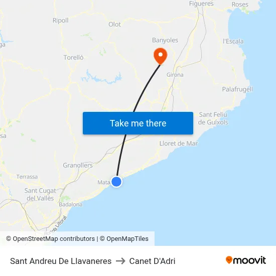 Sant Andreu De Llavaneres to Canet D'Adri map