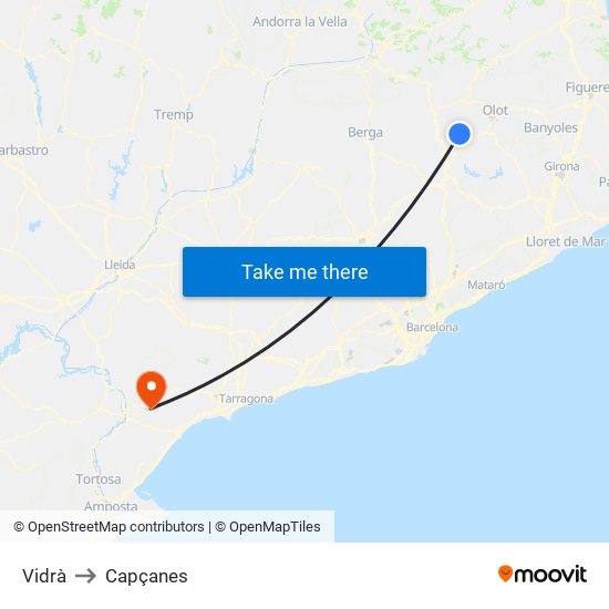 Vidrà to Capçanes map