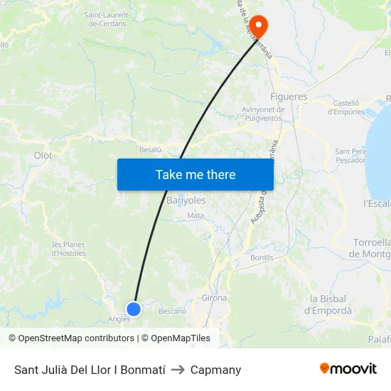 Sant Julià Del Llor I Bonmatí to Capmany map
