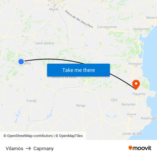 Vilamòs to Capmany map