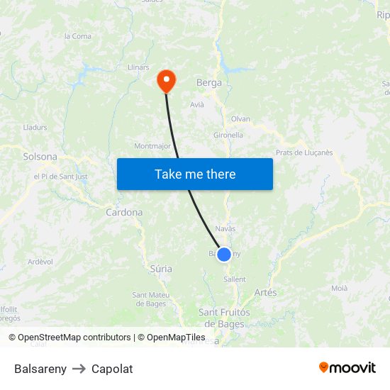 Balsareny to Capolat map