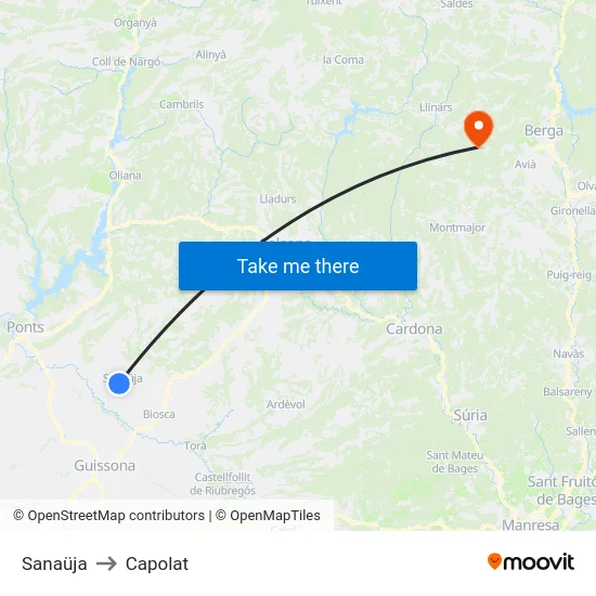 Sanaüja to Capolat map