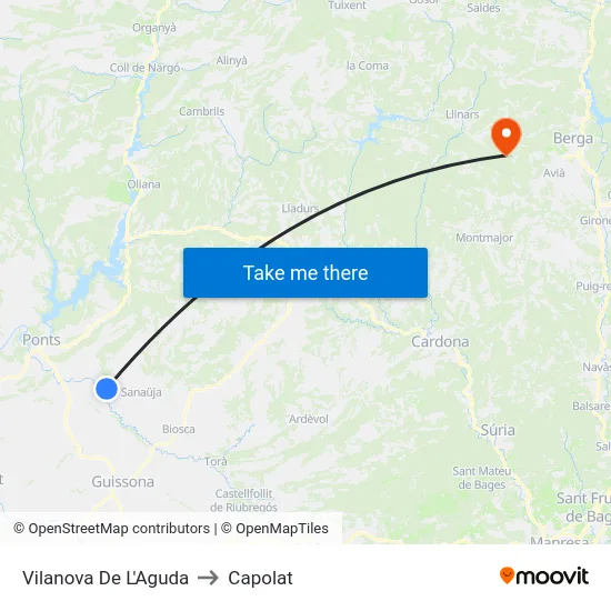 Vilanova De L'Aguda to Capolat map