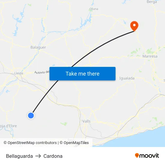 Bellaguarda to Cardona map