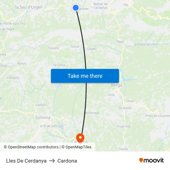 Lles De Cerdanya to Cardona map