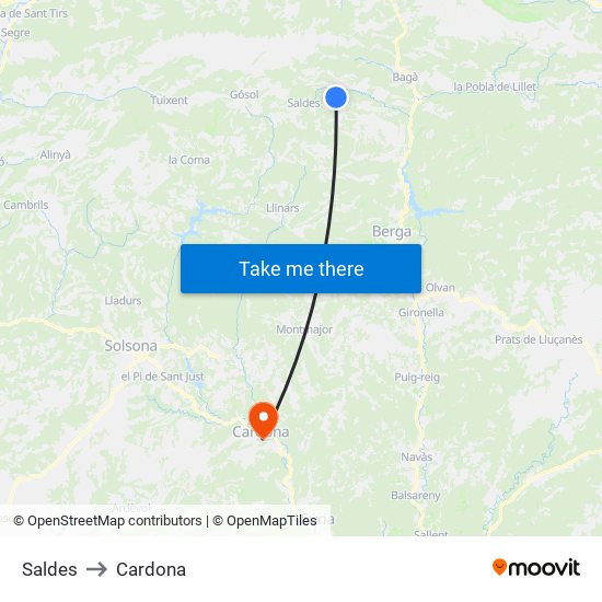 Saldes to Cardona map