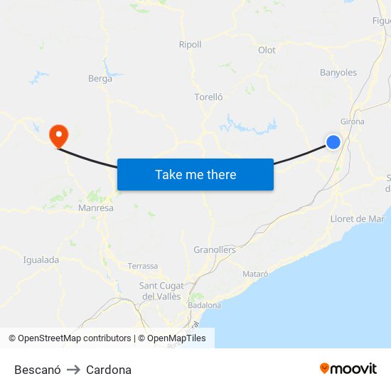 Bescanó to Cardona map