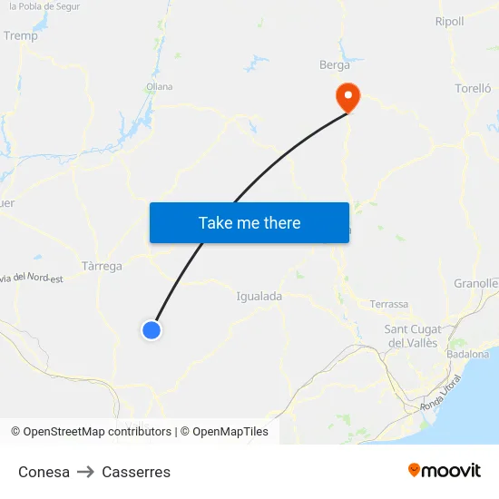 Conesa to Casserres map