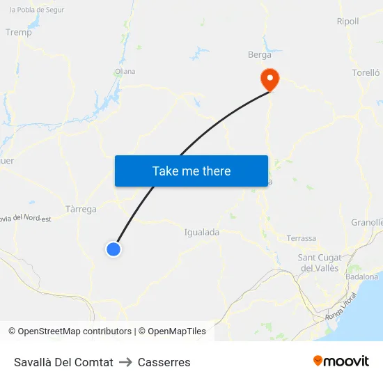 Savallà Del Comtat to Casserres map