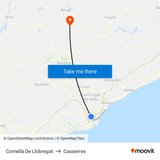 Cornellà De Llobregat to Casserres map